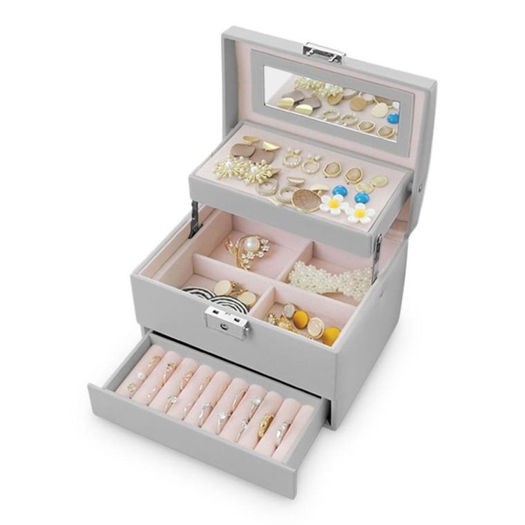 Massido, szkatułka na biżuterię, szara