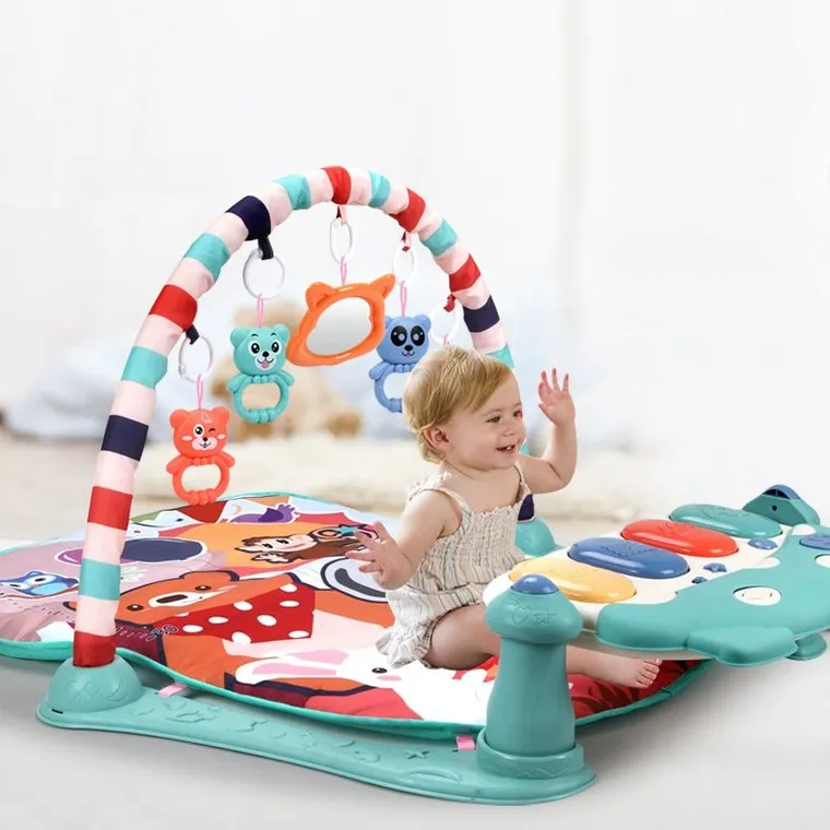 Mata edukacyjna dla niemowląt z pianinem, zielona