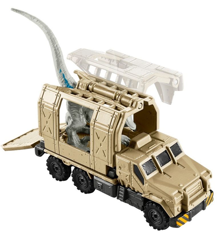 Matchbox, Jurassic World, transporter dinozaurów, zestaw z figurką Velociraptor