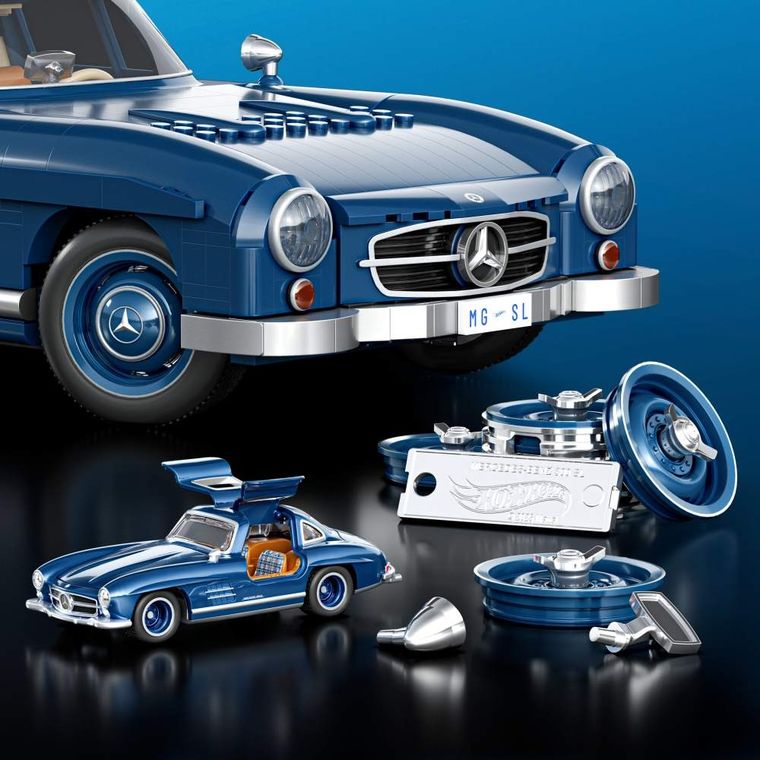Mattel Brick Shop, Hot Wheels, Mercedes-Benz 300 SL, klocki, 1600 elementów