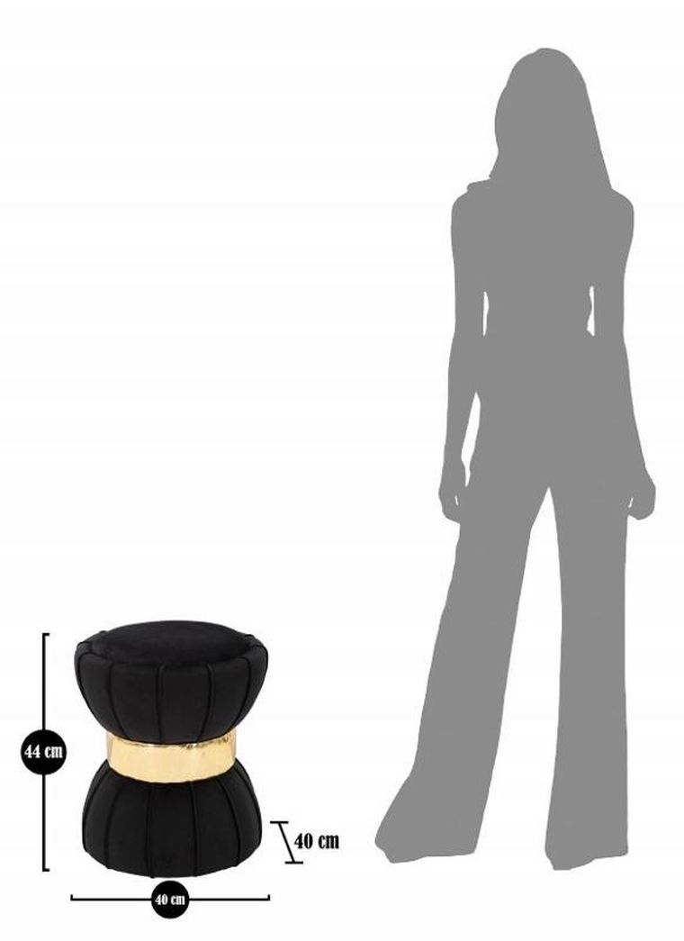 Mauro Ferretti, stołek welurowy ze złotym detalem, Ø 40 cm