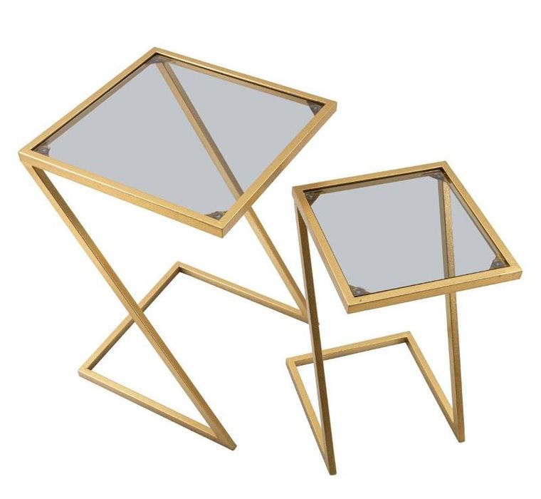 Mauro Ferretti, zestaw stolików pomocniczych z blatem z dymionego szkła