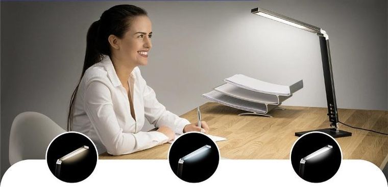 Maximex, lampka stołowa, 3 barwy światła