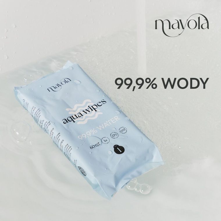 Mayola, chusteczki nawilżane, 99.9% wody i owies, 60 szt.