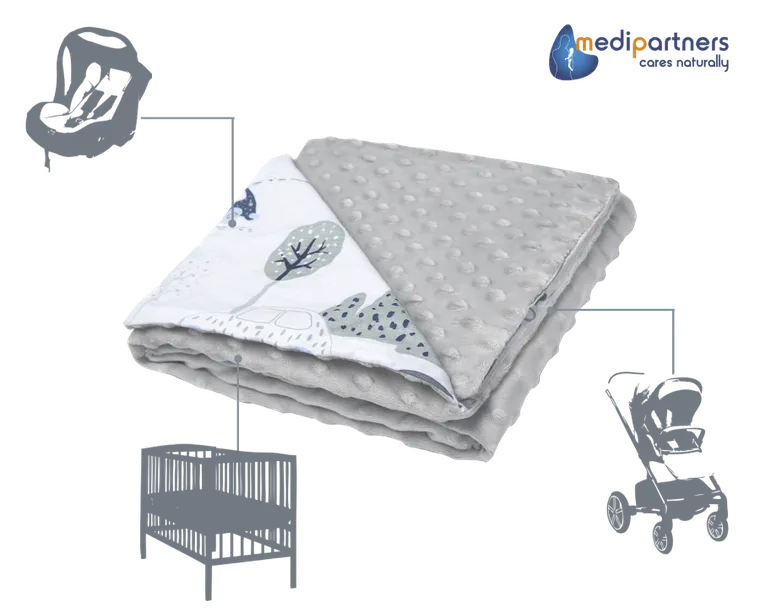 Medi Partners, Auta, Retro, kocyk minky, szary, 75-100 cm