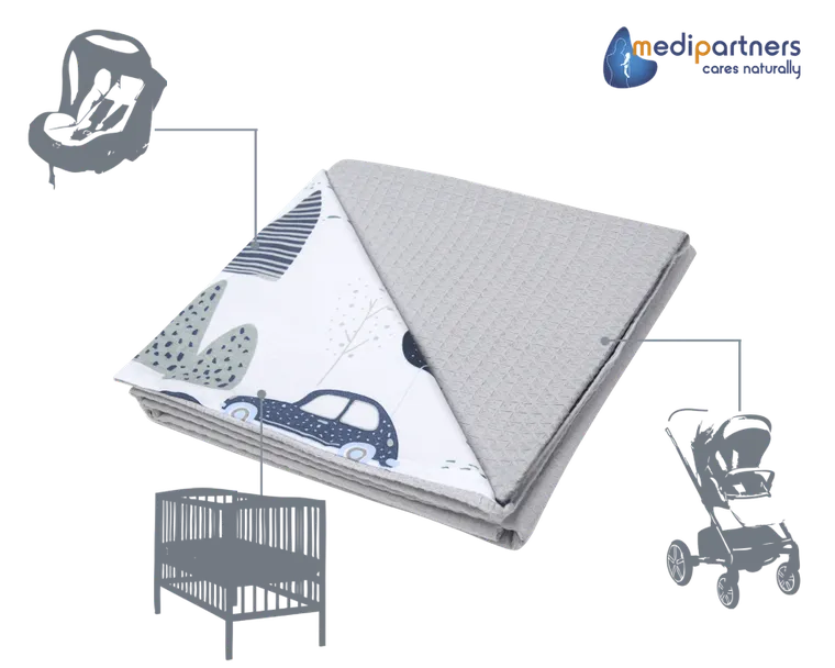 Medi Partners, Auta, Retro, kocyk, wafel, szary, 75-100 cm