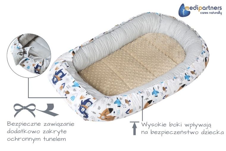 Medi Partners, Boho Animals, gniazdo niemowlęce, kokon solo, beżowy