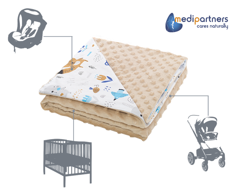 Medi Partners, Boho Animals, kocyk minky, beżowy, 75-100 cm