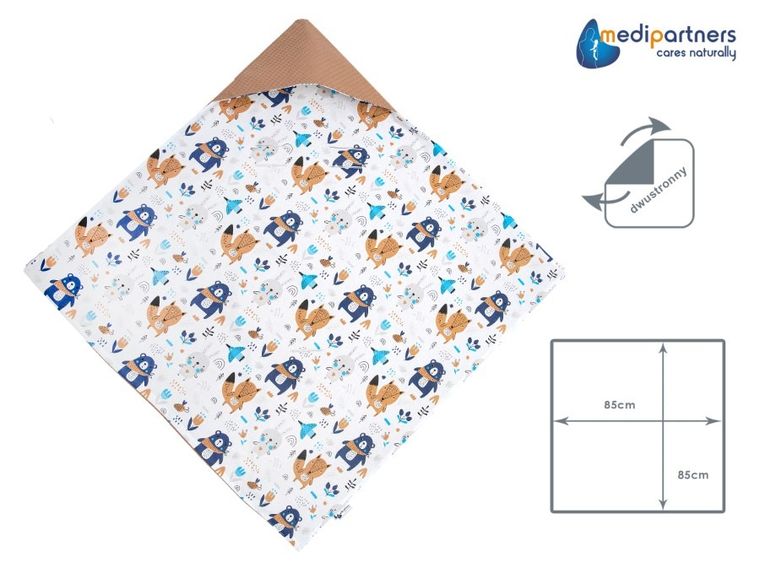 Medi Partners, Boho, otulacz do nosidełka, kocyk z kapturkiem, wafel, 85-85 cm