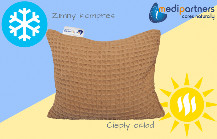 Medi Partners, duży termofor z pestkami wiśni, wafel, beżowy