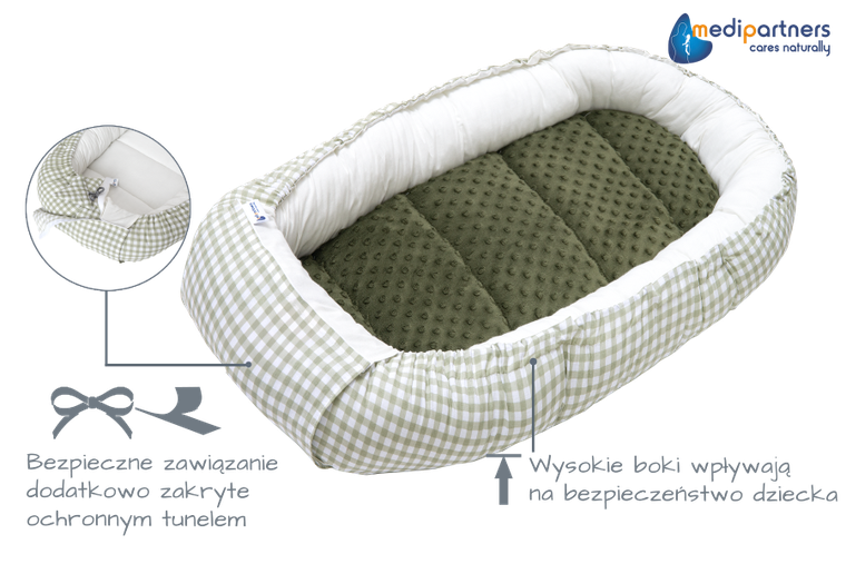 Medi Partners, gniazdo niemowlęce, kokon w zestawie, zielony