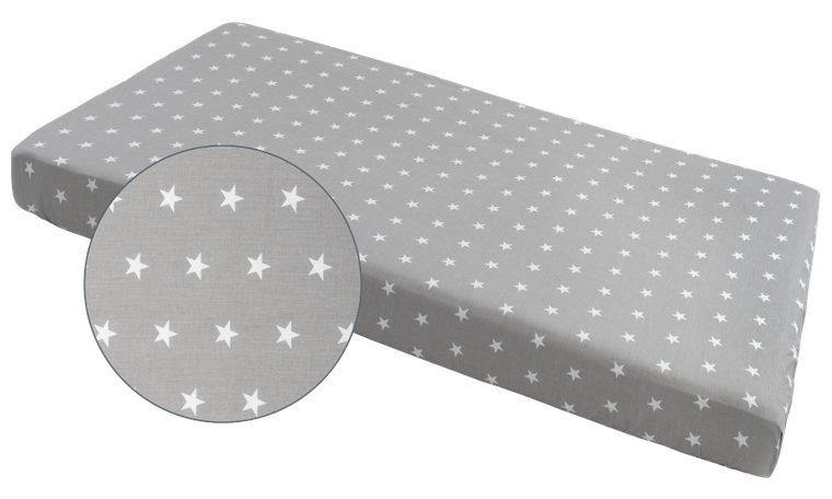 Medi Partners, Gwiazdki, prześcieradło z gumką, szare, 60-120 cm