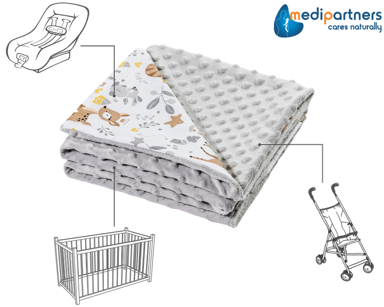 Medi partners, Jelonki, kocyk minky, szary, 75-100 cm