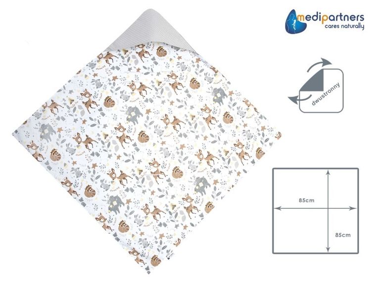 Medi Partners, Jelonki, otulacz do nosidełka, kocyk z kapturkiem, wafel, 85-85 cm