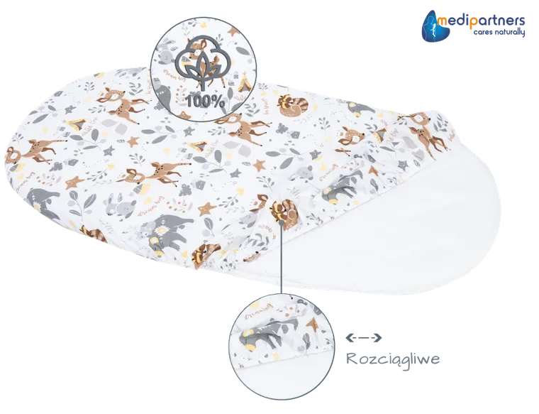 Medi Partners, Jelonki, prześcieradło z gumką do łóżeczka, bawełniane, 86-40 cm, 3 szt.