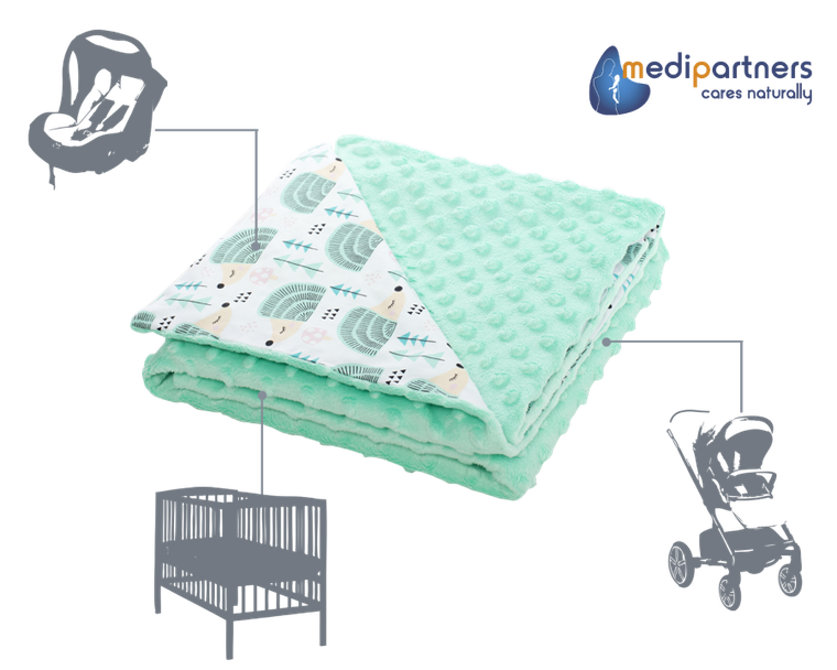 Medi partners, Jeże, kocyk minky, mięta, 75-100 cm