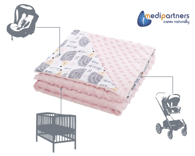 Medi partners, Jeże, kocyk minky, róż, 75-100 cm