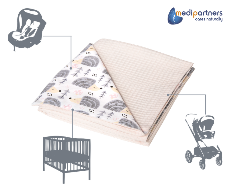 Medi Partners, Jeże, kocyk, wafel, różowy, 75-100 cm