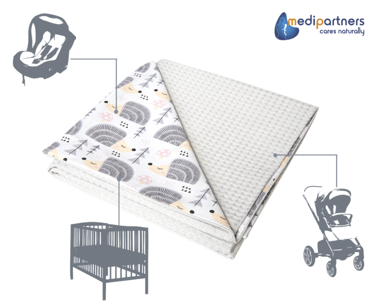 Medi Partners, Jeże, kocyk, wafel, szare, 75-100 cm