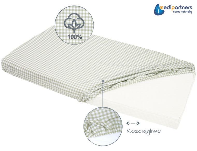 Medi Partners, Kratka, prześcieradło z gumką do łóżeczka, bawełniane, 120-60 cm, 3 szt.