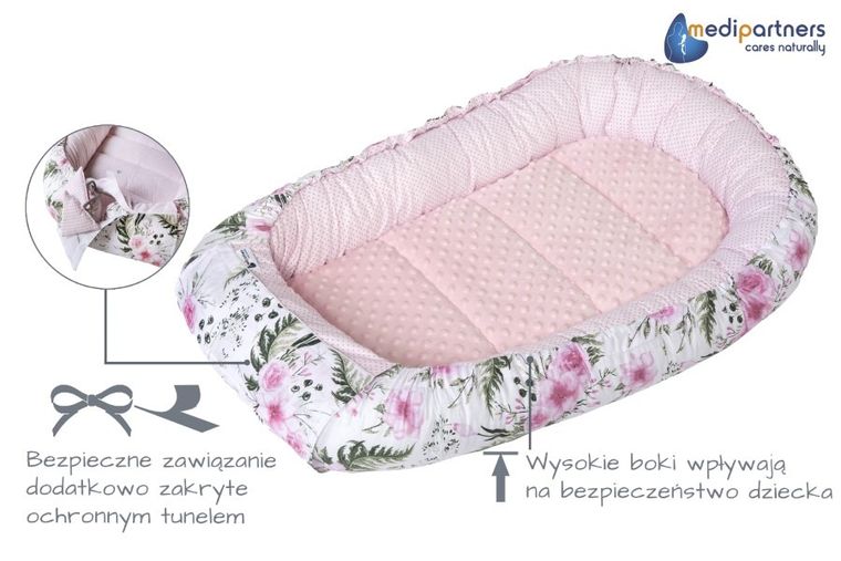 Medi Partners, Kwiaty, gniazdo niemowlęce, kokon w zestawie, róż