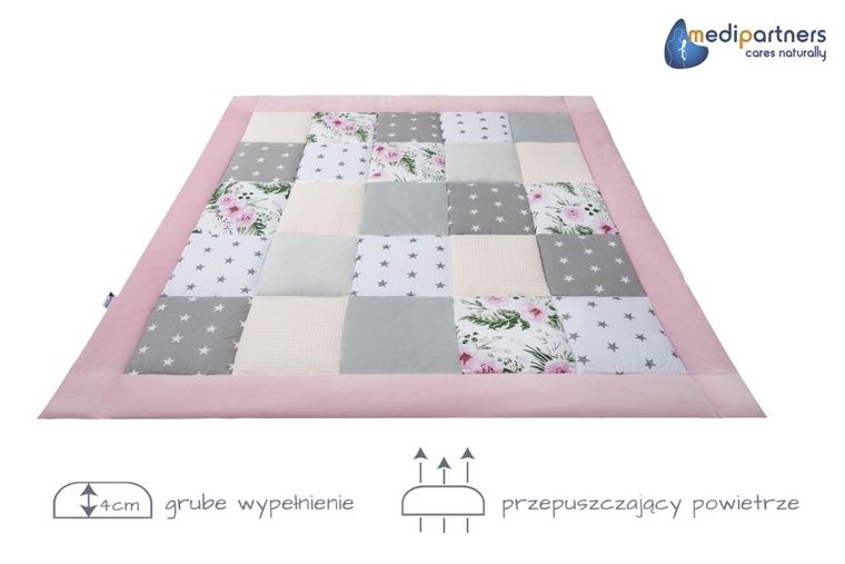 Medi Partners, Kwiaty, mata do zabaw, kocyk, 100-100 cm