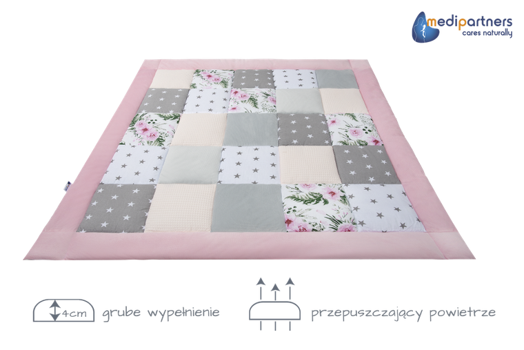 Medi Partners, Kwiaty, mata do zabaw, kocyk, 120-120 cm