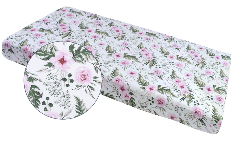 Medi Partners, Kwiaty, prześcieradło z gumką, róż, 60-120 cm