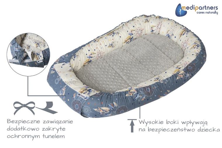 Medi Partners, Łapacze Snów, gniazdo niemowlęce, kokon w zestawie, granatowy