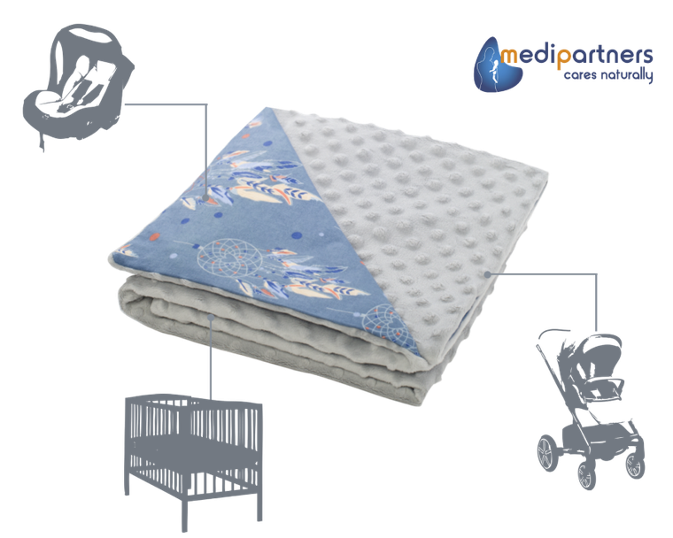 Medi partners, Łapacze Snów, kocyk minky, granatowy, szary, 75-100 cm