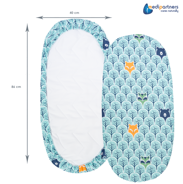 Medi Partners, Las, prześcieradło z gumką do łóżeczka, bawełniane, 86-40 cm, 3 szt.