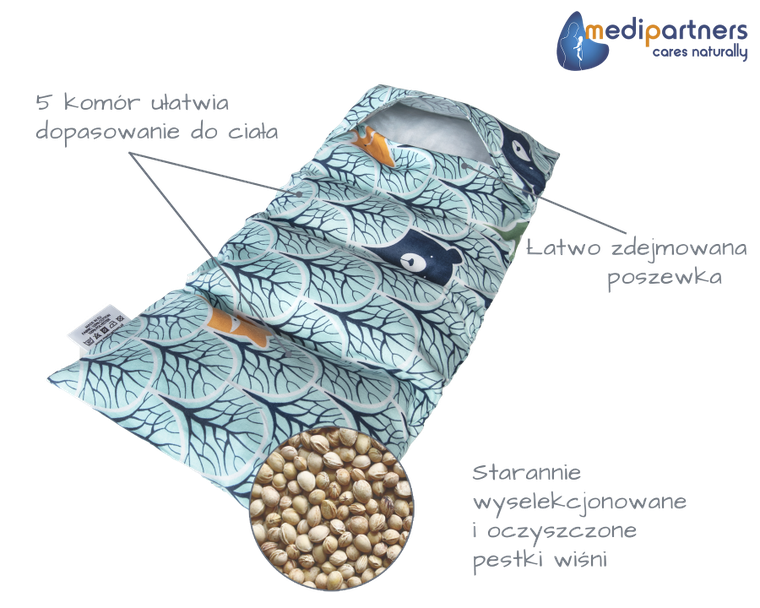 Medi Partners, Las, termofor 5-komorowy z pestkami wiśni, 20-60 cm