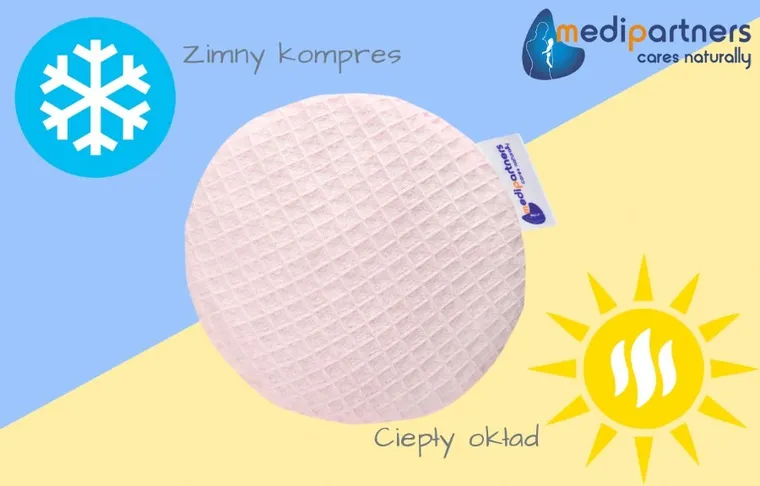 Medi Partners, mały termofor z pestkami wiśni, wafel, jasny róż