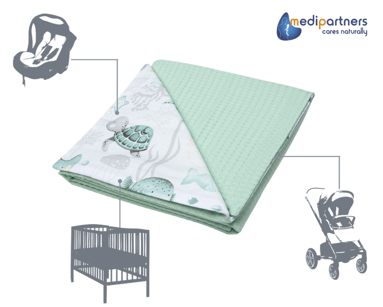 Medi Partners, Ocean, kocyk, wafel, mięta, 75-100 cm