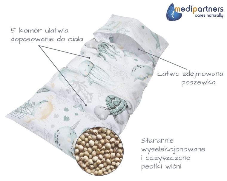 Medi Partners, Ocean, termofor 5-komorowy z pestkami wiśni, 20-60 cm