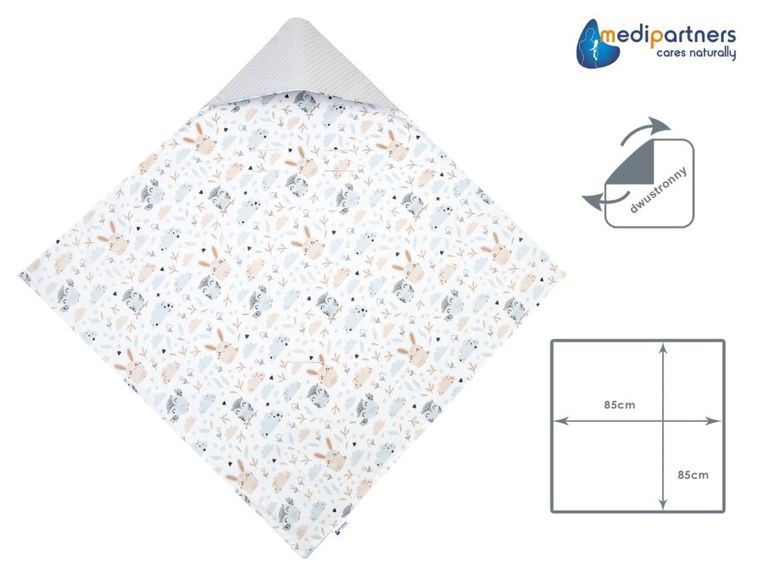 Medi Partners, Polana, otulacz do nosidełka, kocyk z kapturkiem, wafel, 85-85 cm