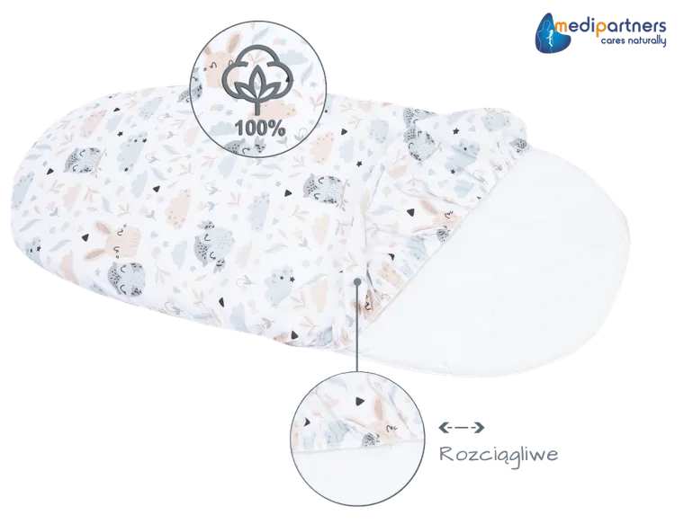 Medi Partners, Polana, prześcieradło z gumką do łóżeczka, bawełniane, 86-40 cm, 3 szt.