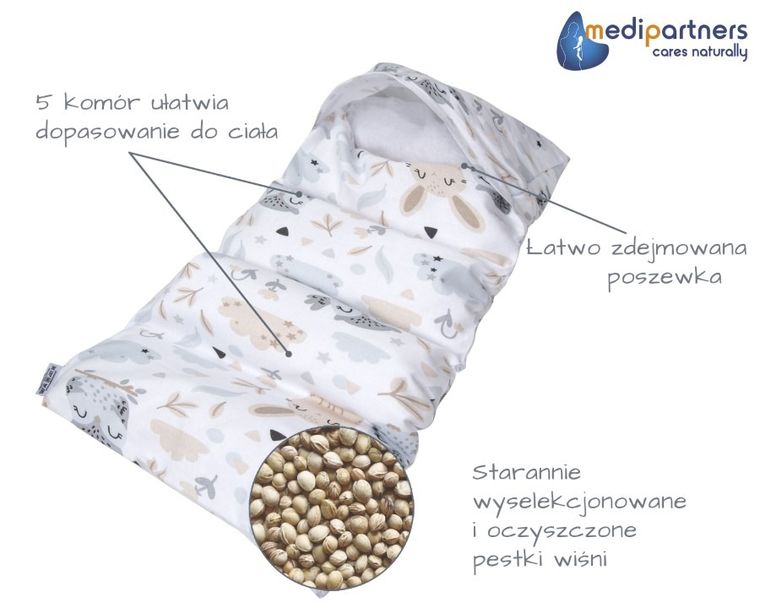 Medi Partners, Polana, termofor 5-komorowy z pestkami wiśni, 20-60 cm