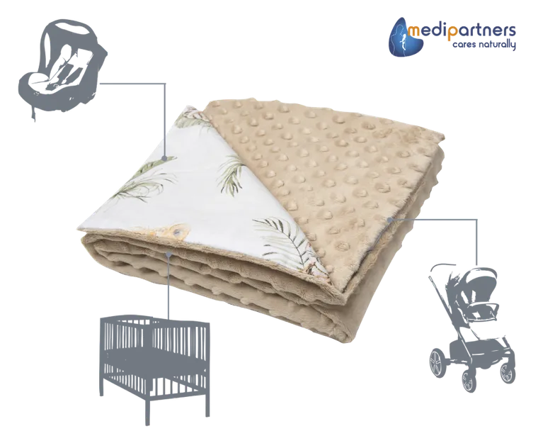 Medi Partners, Safari, kocyk minky, beżowy, 75-100 cm