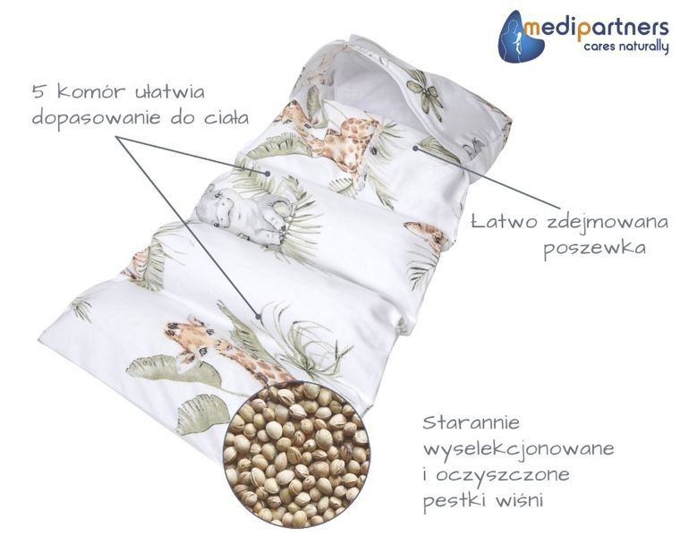 Medi Partners, Safari, termofor 5-komorowy z pestkami wiśni, 20-60 cm