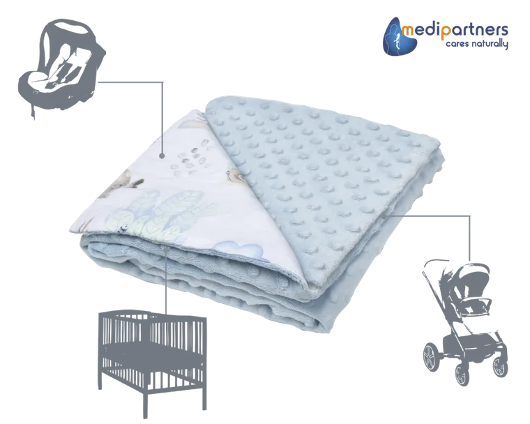 Medi Partners, Sarny, Jeż, kocyk minky, błękit, 75-100 cm