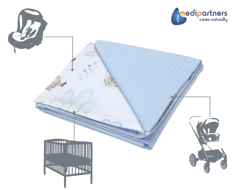 Medi Partners, Sarny, Jeż, kocyk, wafel, błękitny, 75-100 cm
