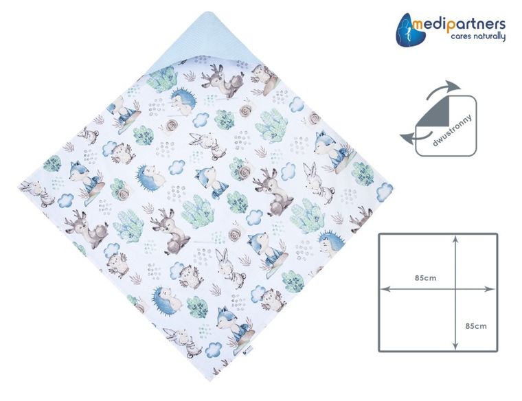 Medi Partners, Sarny, Jeż, otulacz do nosidełka, kocyk z kapturkiem, wafel, 85-85 cm