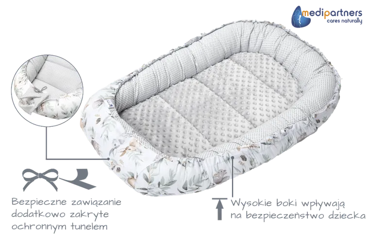 Medi Partners, Sarny, Liście, gniazdo niemowlęce, kokon w zestawie, szary