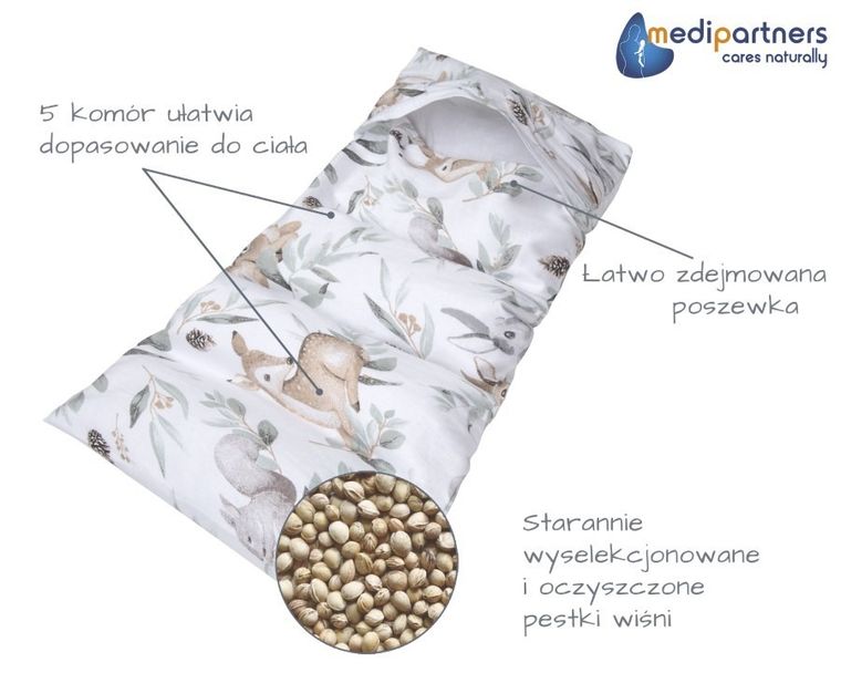 Medi Partners, Sarny, Liście, termofor 5-komorowy z pestkami wiśni, 20-60 cm