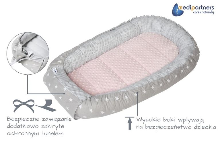 Medi Partners, Stars, gniazdo niemowlęce, kokon solo, jasny różowy