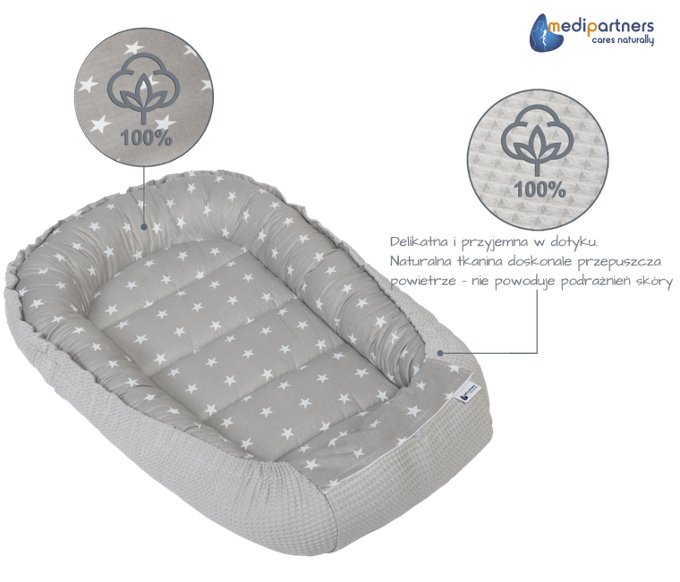 Medi Partners, Stars, gniazdo niemowlęce, kokon, wafel szary