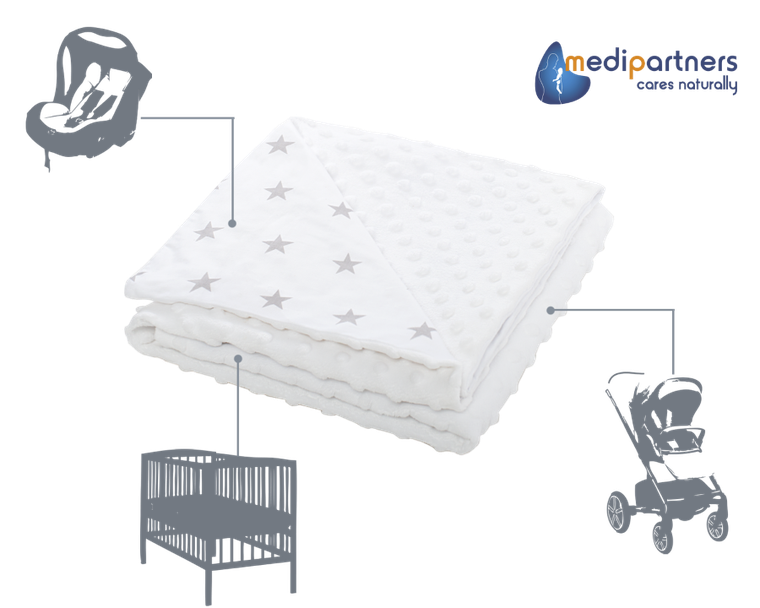 Medi partners, Stars kocyk minky, biały, 75-100 cm