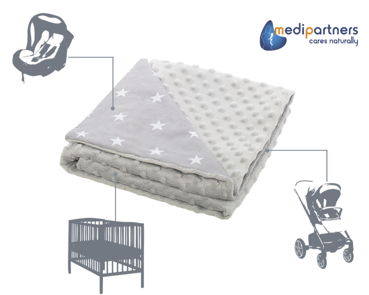 Medi partners, Stars, kocyk minky, szary, 75-100 cm