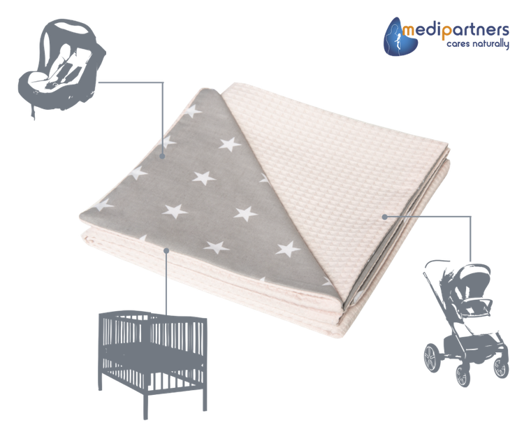 Medi Partners, Stars, kocyk, wafel, szary, 75-100 cm